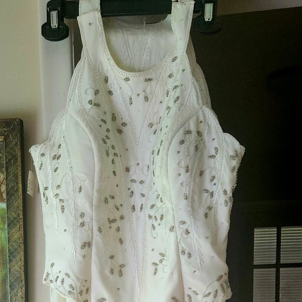 Gorgeous satiny bodice Wedding Gown hand stitching, embroidery, sequins etc